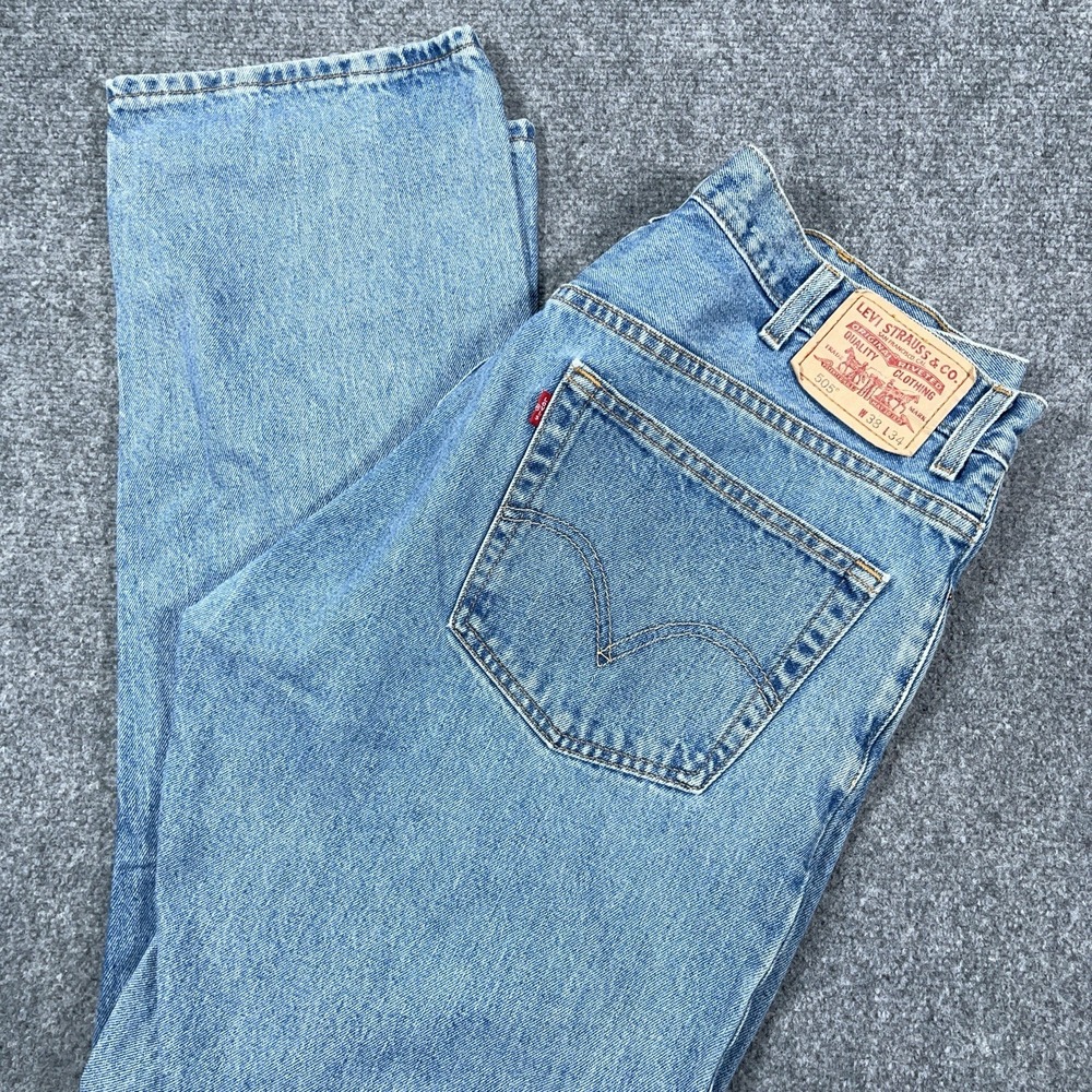 VTG Levis 505 Regular Fit Jeans Mens 38x34 Blue Denim Straight Y2K Comfort